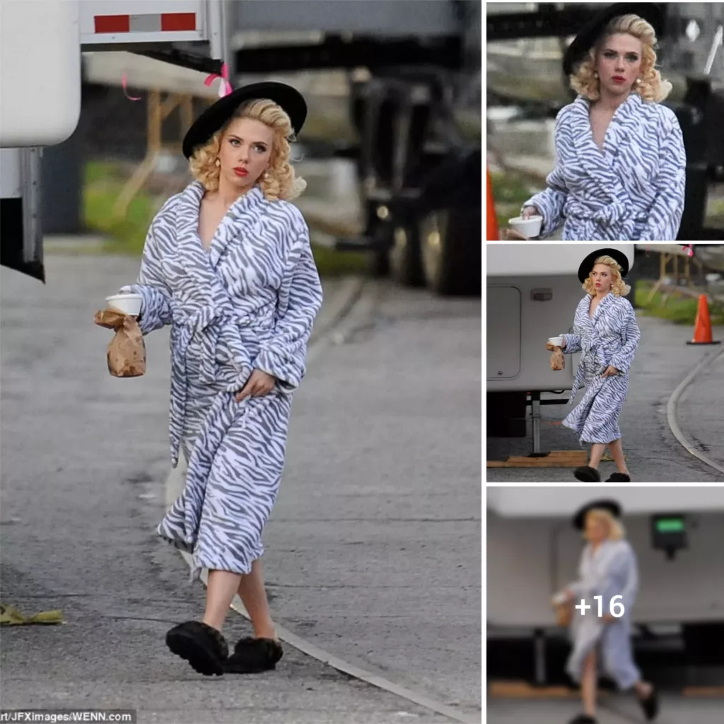 “Chic and Fabulous: Scarlett Johansson’s Bathrobe Style at Dinner Break on Set”