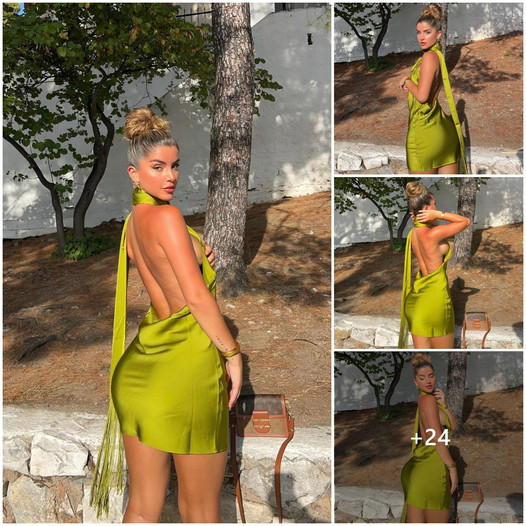 Zoe Gara’s Hidden Beauty Shines in a Seductive Green Silk Dress